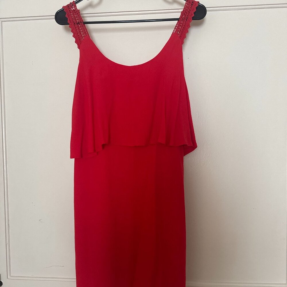 Maeve for Anthropologie Red Ruffle Strap Mini Dress – Size 0